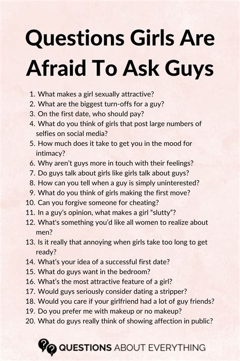 questions to ask guys about girls|200+ Questions to Ask A Guy (Categories + Examples)